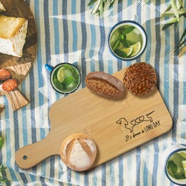 FONDCANYON Dachshund Gifts 15x7 Cutting Chopping Board with Handle, Weiner Dog Doxie Gifts for Lovers Women Cutting Boards for Kitchen, It's Been a Long Day Decorative Cheese Charcuterie Board