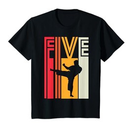 Kids 5th Birthday Gift Karate Retro Taekwondo Martial Arts Boys T-Shirt