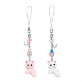 Nalefow Cute Phone Charms Fuzzy Cat Phone Charm Aesthetic Y2K PhoneStrap Charms for Bag Camera Pendants Decor, One Size, Alloy Steel, No Gemstone