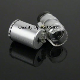 Quality Optics Illuminated 60X Magnifier Mini Microscope LED Light UV 2 Mode Adjustable Zoom