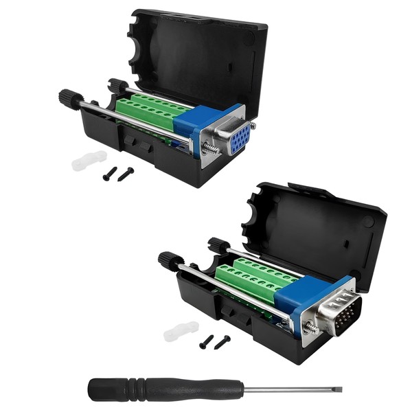 iYueMps VGA Screw Terminal Block Adapter, 1 Pair DB15 Breakout