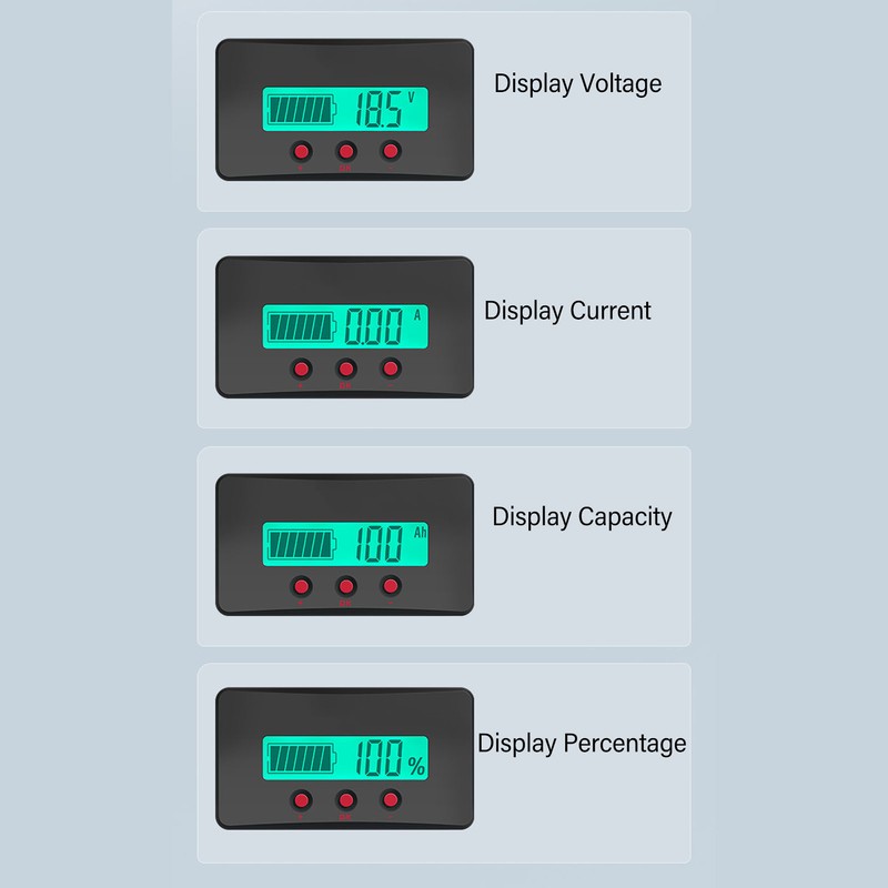 Battery Monitor Meter High Accuracy Voltmeter Ammeter Universal Battery Capacity