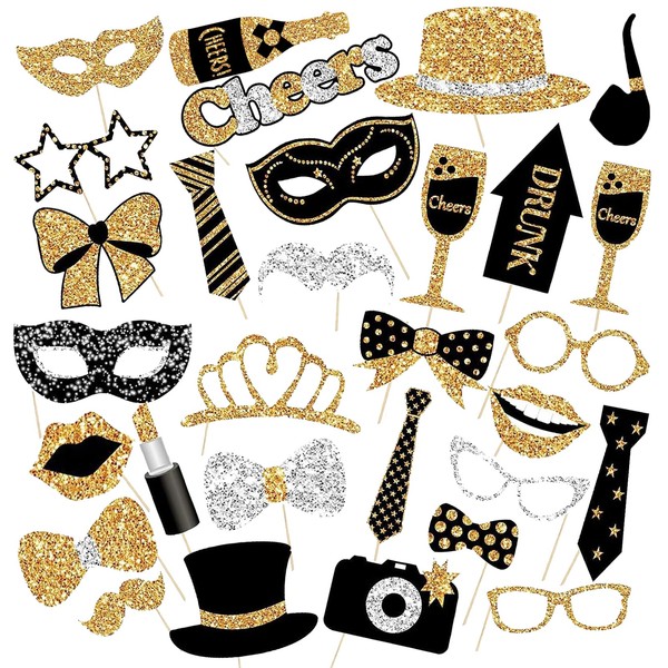 30 Pcs Photo Booth Props, Glitter Party Photo Booth Props