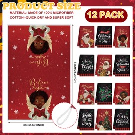 VitalCozy 12 Pcs Christmas Kitchen Towels and Dishcloths Absorbent Christmas Tree Reindeer Truck Hand Towels Christmas Dish Towels Decoration for Xmas Home Gift, 14.2 x 21.3 Inch (Charming Style)