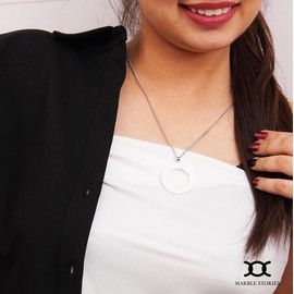 Marble Stories Marble Necklaces for Women, Trendy Long Necklaces for Women, Ring Necklace Jewelry, Heart Necklace for Couples, Western Jewelry Gifts for Her, One size, marble, No Gemstone