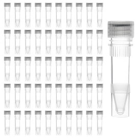 Pack of 50 1.5 ml Test Tube, Plastic Centrifuge Tubes with Screw Cap, Plastic Cryo Tubes, Laboratory Freezing Tubes, Sample Tubes, Clear Sample Storage Container for Laboratory