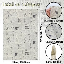 100 Pcs Vintage Newspaper Tissue Paper, 20 x 14 Inch Old Newsprint Gift Wrapping Paper, Black Yellow Retro Kraft Magazine Art Craft Tissue for Birthday Wedding Party Decor (Yellow)