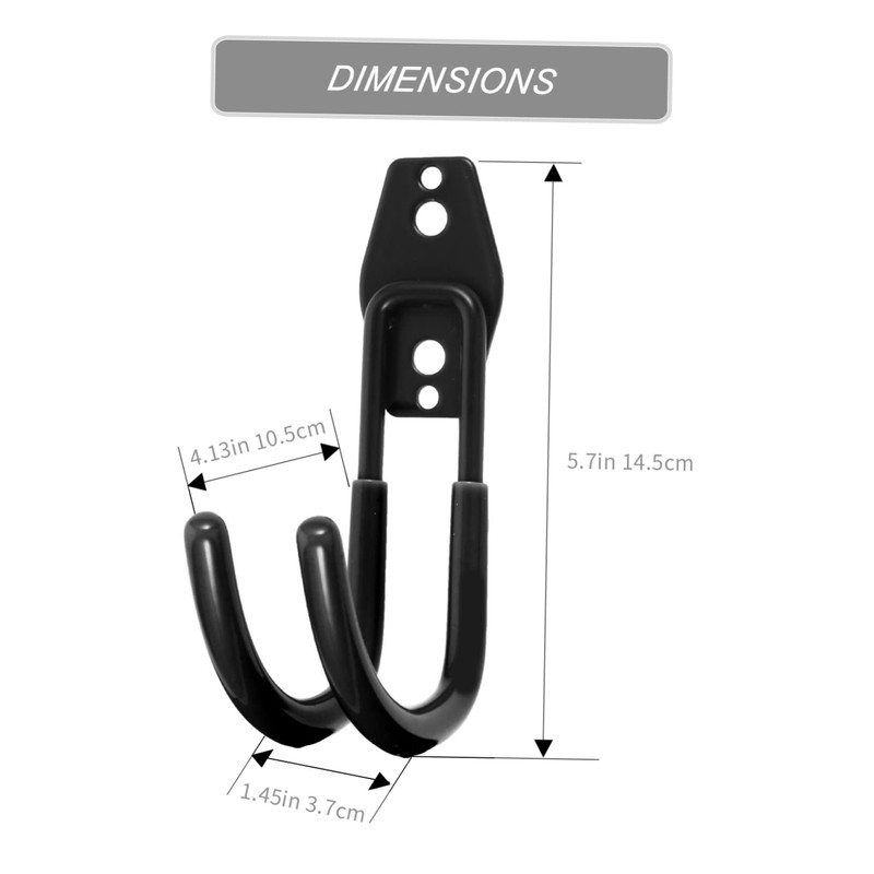 Tofficu 2pcs Wall-Mounted J Shape Double Hooks Heavy Duty Garage