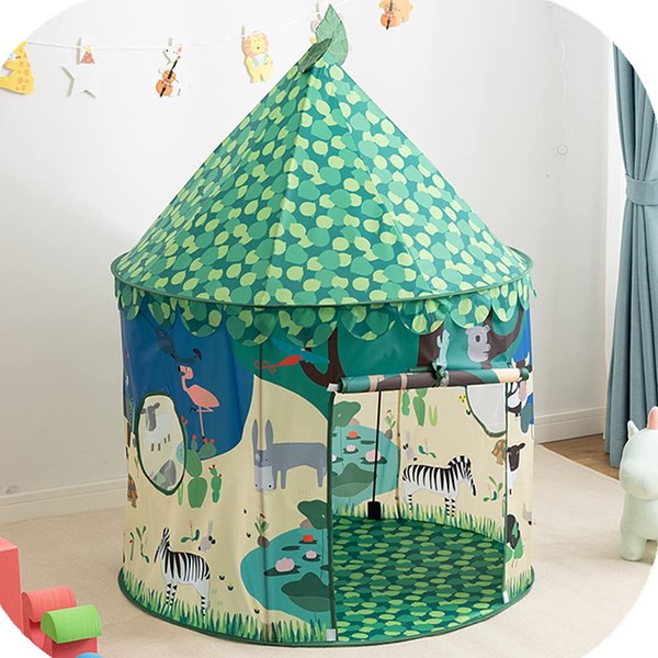 Floving Childrens Teepee Play Tent,Pop up children's tent for Indoor and Outdoor Fun, girl toy, play house, unique yurt design, suitable for indoor and outdoor entertainment (Green)