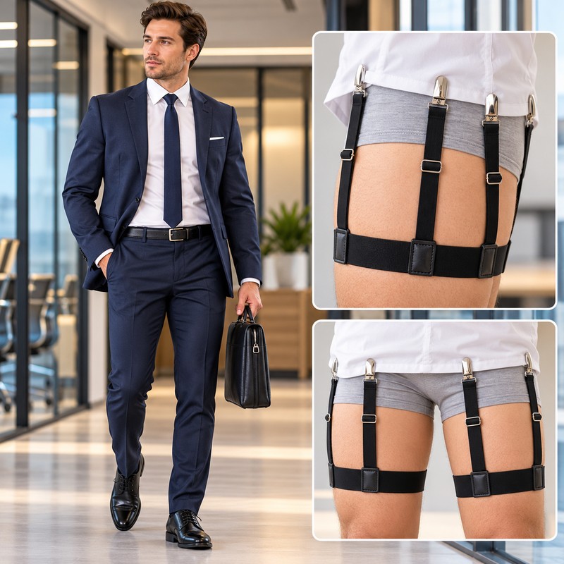 Adjustable Shirt Stays for Men – Elastic Shirt Holders with