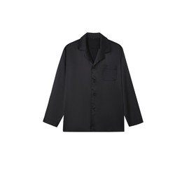 JupiterSecret Mens Silky Satin Pajamas Set Long Sleeve Button-Down Luxurious Pjs 2 Pieces Sleepwear with Pockets (Pure Black,S)