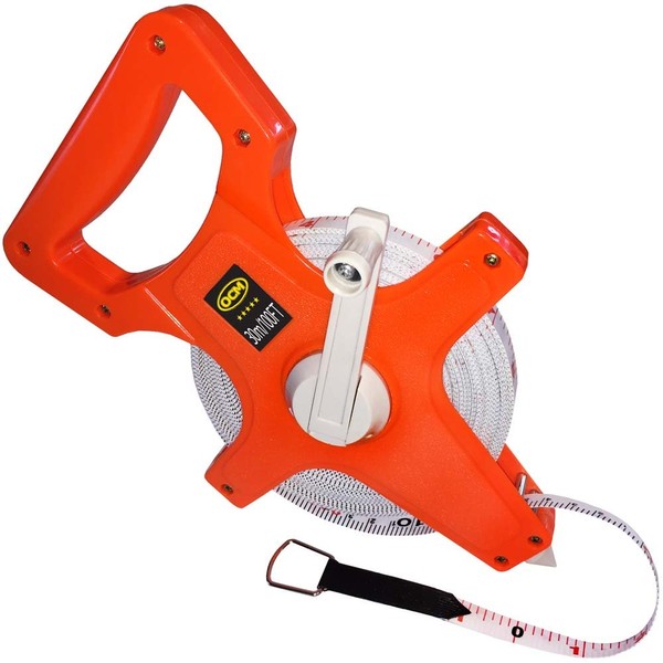 OCM Open Reel Fiberglass Tape Measure Inch Metric Scale, Impact