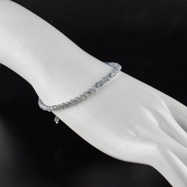 Natural Labradorite Gemstone Full Micro Beads Dainty Bracelet Jewelry for her, Birthstone, Energy Healing Crystals, Silver Plated Chain 8 inch