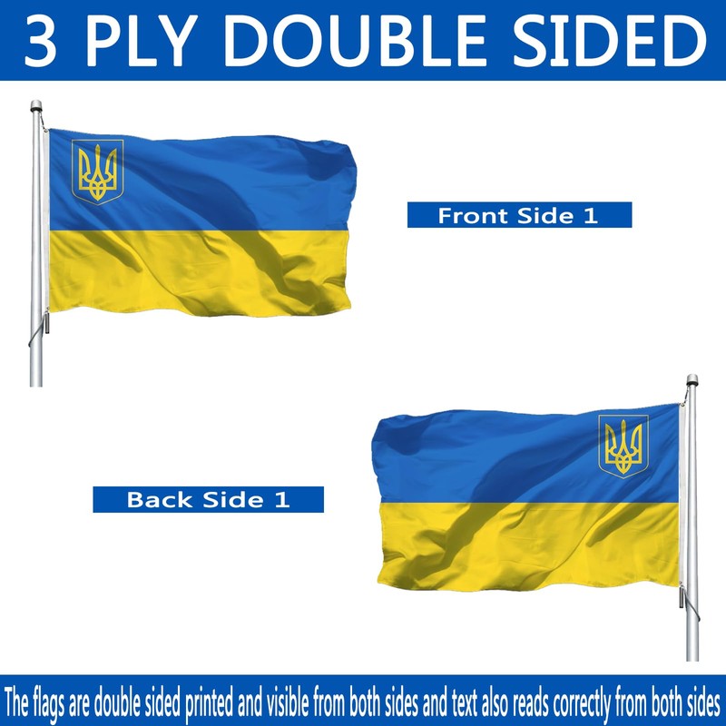 Double Sided Ukraine Trident Flag 3x5 ft Outdoor- Ukrainian National