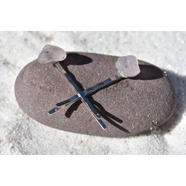 Genuine Surf Tumbled Purple Sea Glass Hair Pins (Set of 2)