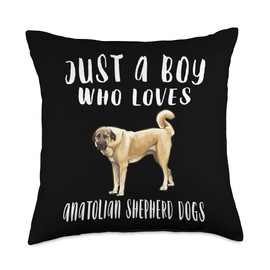 Anatolian Shepherd Dogs Owner Gift Im Just A Boy Who Loves Anatolian Shepherd Dogs Lover Throw Pillow, 18x18, Multicolor