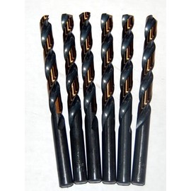 6 Pcs. 27/64" Heavy Duty Black & Gold Jobber Length Drills