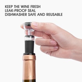 Bottle Stopper Set with Built-in Vacuum Wine Preserving Pump Food Safe Silicone Lid, Suitable for Most Wine Bottles,Portable Instant Wine Aerating (HJ-A003)