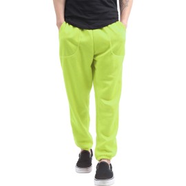 Mens Fleece Sweatpants Lightweight Elastic Jogger Loss Fit Drawstring Pants (1ih02_Neon,5X-Large)