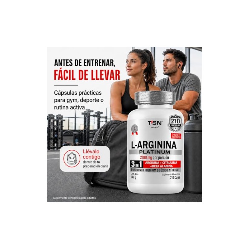 Arginina Platinum 2100mg Por Porción Citrulina Beta Alanina Pre Workout
