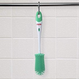 Nuby Soft Non-Scratch Silicone Bristle Bottle & Nipple Brush with Looped Handle, Aqua