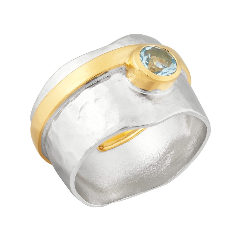 Silpada 'Sensational' Sterling Silver with 18K Yellow Gold-Plating Blue Topaz