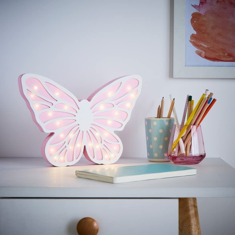 LITECRAFT Glow Butterfly Table Lamp LED Children's Lighting - Pink,