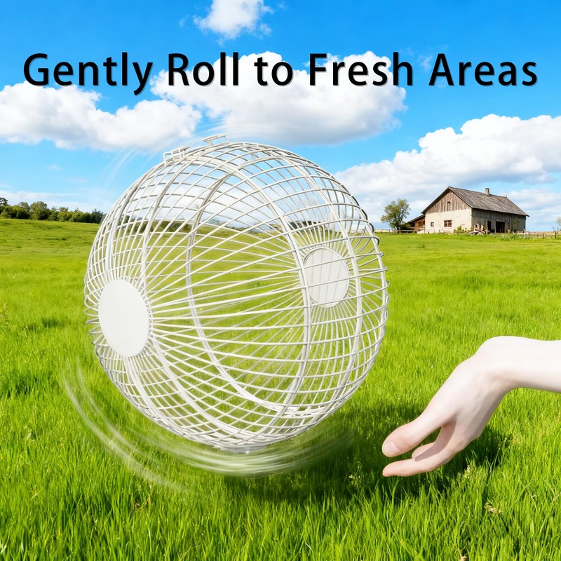 TINAFEITEM Rolling Small Animal Cage 11.8 inches, Metal Mesh Ball Cage