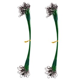 50 Pack Fishing Wire Leaders, 30 LB Steel Fishing Lure Wire Trace Leaders with Swivels and Snaps for Pike Hidden Main Line Prevent Fish Bite, 30cm (Green)