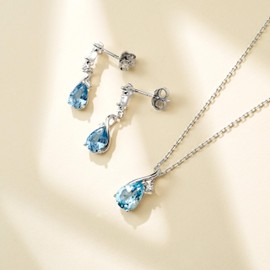 immobird Topaz Jewelry for Women 925 Sterling Silver Necklace and Earring Sets for Women November Birthstone Jewelry for Gifts