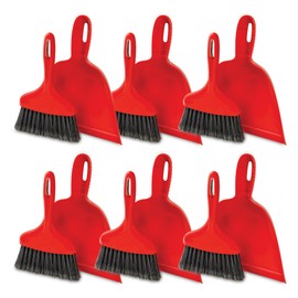 Libman Commercial 906 Dust Pan with Whisk Broom, Polypropylene, 10" Wide pan, Red (Pack of 6)