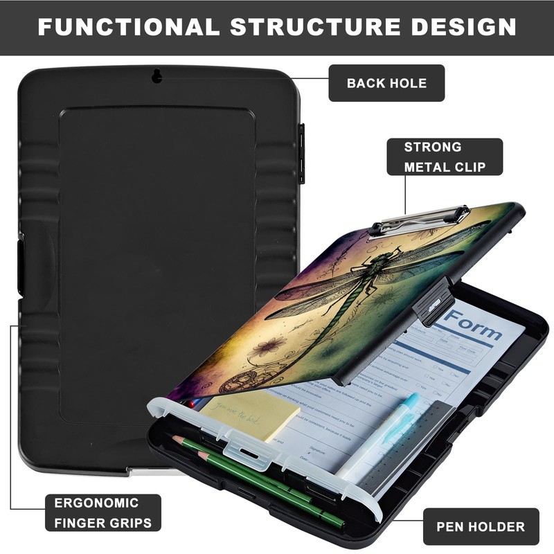 Clipboard with Storage,Storage Clipboard with Pen Holder,Heavy Duty Plastic Storage