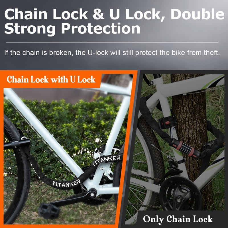 Titanker Bike Chain Lock with U Lock, 3 Feet Bicycle