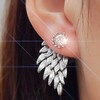 TseenYi Rhinestone Wing Ear Jackets Earrings Silver Wing Studs Earrings