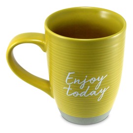 Lighthouse Christian Products Enjoy Today - Everyday Faith - Mustard Yellow 16 Ounce Ceramic Drinking Mug
