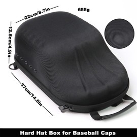 Juntan Hat Boxes Set of 7-8 Hard Hat travel Cases for Baseball Caps (Black)