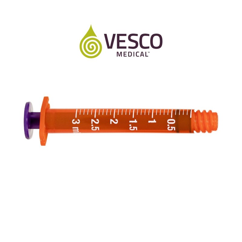 Vesco Medical ENFit Amber Syringes 3ml (Pack of 50)