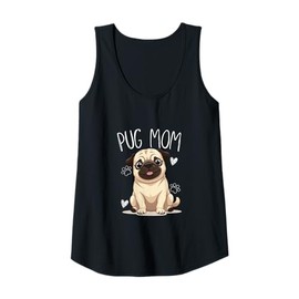 Womens PUG MOM Cute Pug Dog Lover – Funny Pug Mom Tee for Women Tank Top