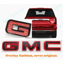 Auto GMC 2021-2024 GMC YUKON YUKON XL Rear Tailgate Only Gloss Red Black OVERLAY Emblem