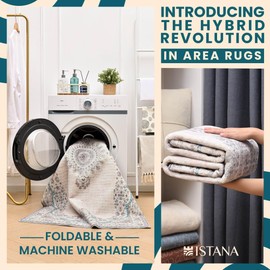 Istana Hallway Runner Rug 2x6 - Pink Beige Whisper/Grey/Blue Kitchen Rugs Non Slip Washable -Silk's Soft Touch Carpet Runner - Stylish Rug Runner for Home