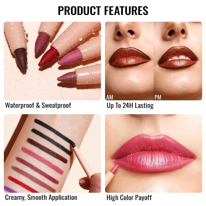 Oulac Matte Plummy Brown Lipliner Pencil Waterproof - Smooth and