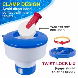 Sepetrel Pool Chlorine Floater Dispenser with Tablets Clamp, Durable & Adjustable Release Floating Dispenser,for Pool or Spa
