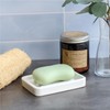 Matte Ceramic Soap Dish with Raised Ridges, Rectangular Soap Holder