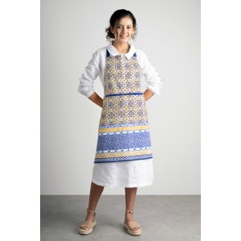 Maison d' Hermine Apron 27.50"x31.50" 100% Cotton 1 Piece Adjustable Neck Strap Cloth Apron with Center Pocket & Long Ties for Gifts, Women Men, Chef, Ceramic - Thanksgiving/Christmas