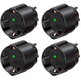 Set of 4 Brennenstuhl earthing contact travel adapters - USA/J (15A, 250V) (set of 4, black USA)