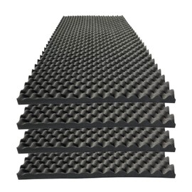 KTOESHEO 4 PCS Acoustic Panels,48''X24''X2'' Egg Crate Foam Soundproof Foam Wall Panels,High Density Fireproof Noise Cancelling Foam Studio Foam Panel,Noise (Black)