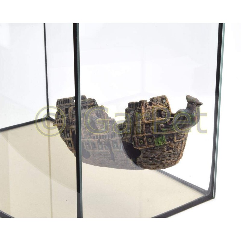 Happet Aquarium Decorative Ship Magnetic Boat Wreck 2-Piece Ship Sailing