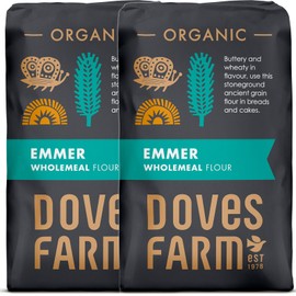 Doves Farm Organic Emmer Wholemeal Flour | for Bread & Cake Baking | High in Fiber & Protein | Traditional British Stoneground Flour | Kosher & Vegan | Whole Wheat Flour | 35.27 Oz (Pack of 2)