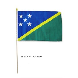 JumpingLight 12x18 Wholesale Lot 12 Solomon Islands Country Stick Flag 30" Wood Staff - Quality Flags