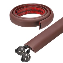 HARFINGTON 4ft Cord Cover Floor W0.6 x H0.33 Inner Channel PVC Hide Extension Cable Floor Wire Hider Wire Covers Protector for Prevent Cable Trips Cables Management, Coffee